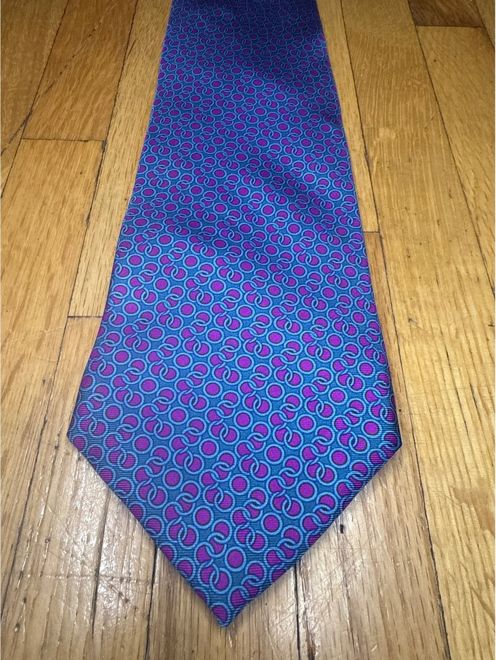 Vintage Stefano Ricci Saks Fifth Ave Silk Tie Italy Blue Purple Geometric Wide